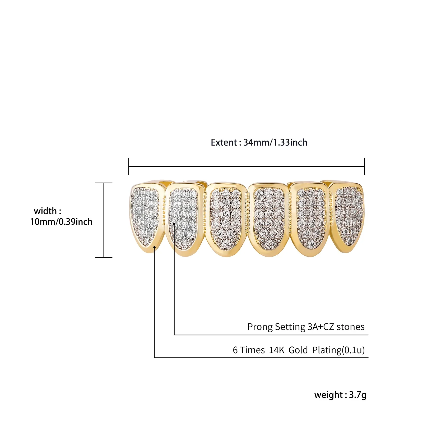 TOPGRILLZ New Fit Silver Plated CZ Micro Pave Top & Bottom GRILL SET Rhodium Teeth Grills Vampire Tooth Grillz - Image 6