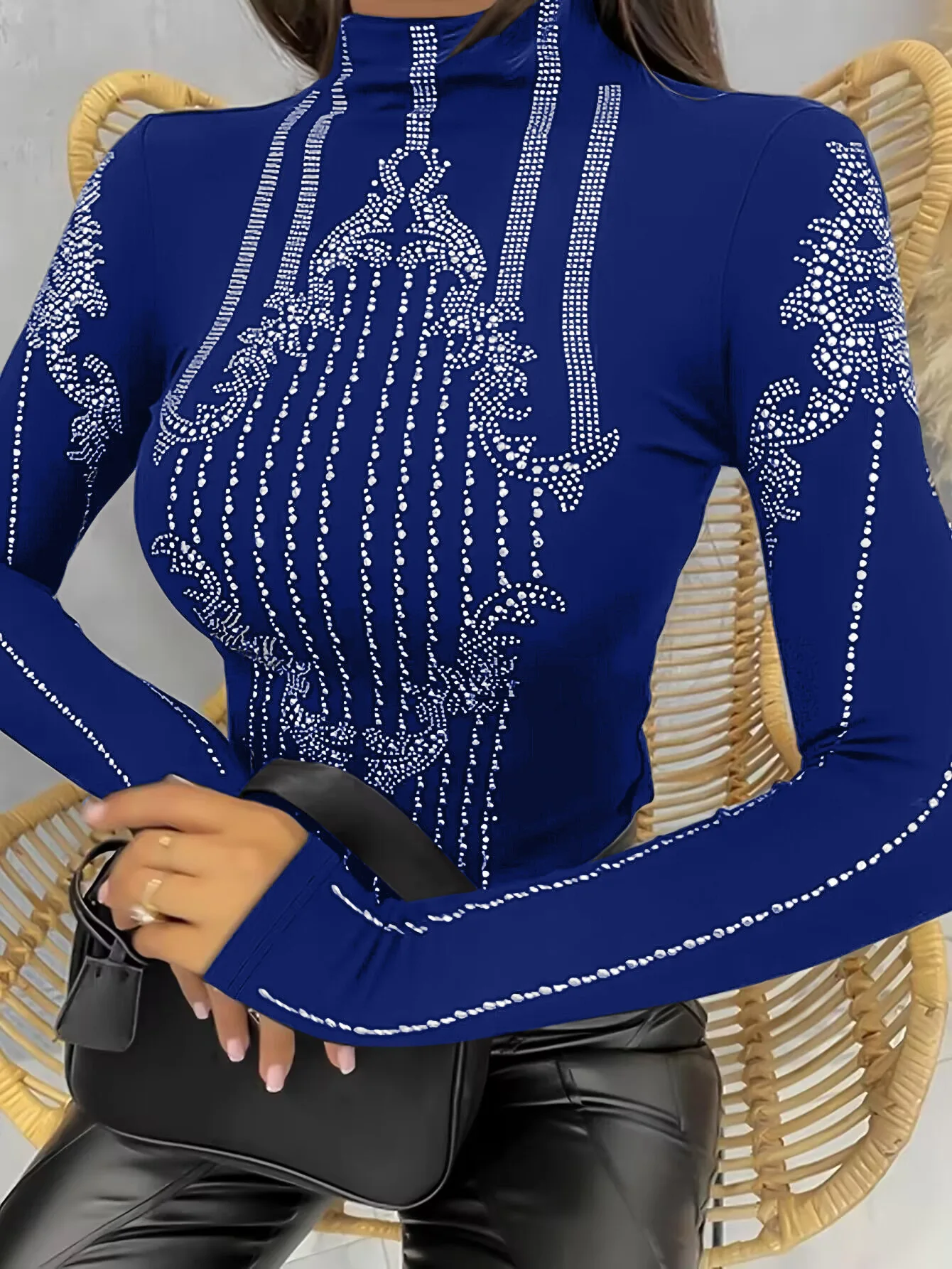 Tops Women 2024 Summer Fashion Basics Rhinestone Decor Long Sleeve Top Women's Clothes Sexy Casual Skinny T-Shirt Y2K Clothes - Image 9