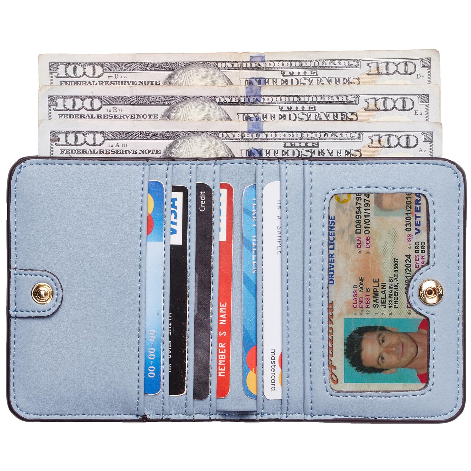 Toughergun Womens Rfid Blocking Small Compact Bifold Luxury Genuine Leather Pocket Wallet Ladies Mini Purse with ID Window (02 ReNapa Blue Classic) - Image 9