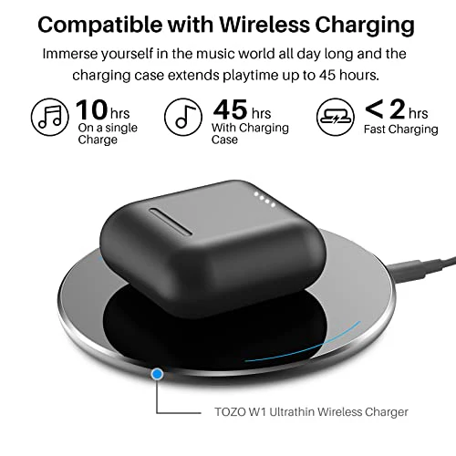 TOZO T6 True Wireless Earbuds Bluetooth 5.3 Headphones Touch Control with Wireless Charging Case IPX8 Waterproof Stereo Earphones in-Ear Built-in Mic Headset Premium Deep Bass Black - Image 7