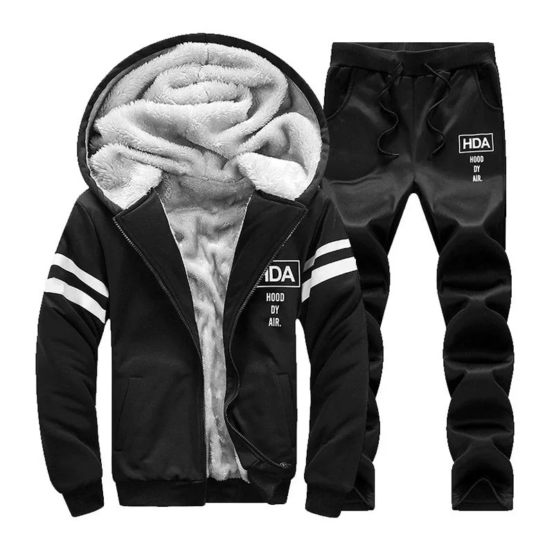 Tracksuit Men Sporting Fleece Thick Hooded Brand-Clothing Casual Track Suit Men Jacket+Pant Warm Fur Inside Winter Sweatshirt - Image 10