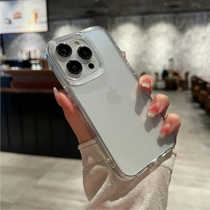 Transparent Shockproof Hard Acrylic Case For iPhone 15 14 13 12 Mini 11 Pro XS Max X XR 7 8 Plus SE 2 Soft Silicone Bumper Cover - Image 6