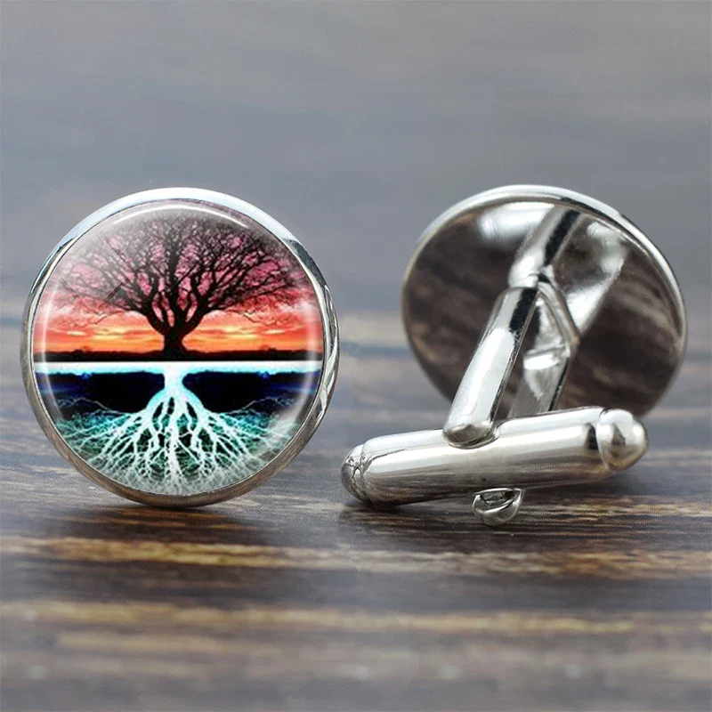 Tree of Life Cufflinks for Men Best Man Cufflinks Set Cufflinks Wedding Life Tree Suit Shirt Cuff Links Men Accessories - Image 2