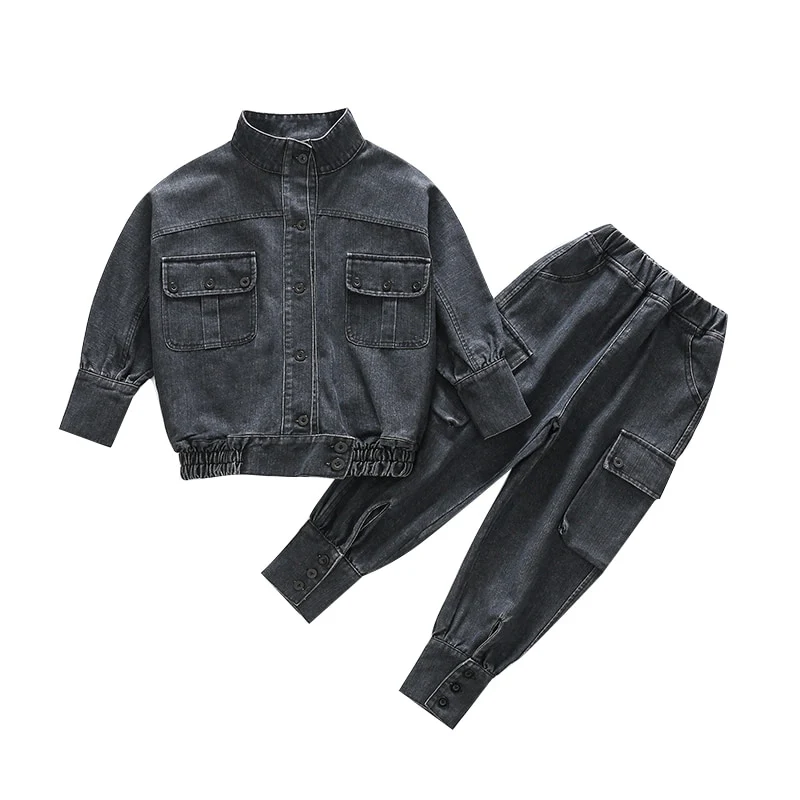 Trend Baby Girls Clothes Jeans Denim Suit Sets 4 6 8 10 12 13 Years Teens Kids Girls Short Jacket Coats jeans Joggers 2pcs Sets - Image 2