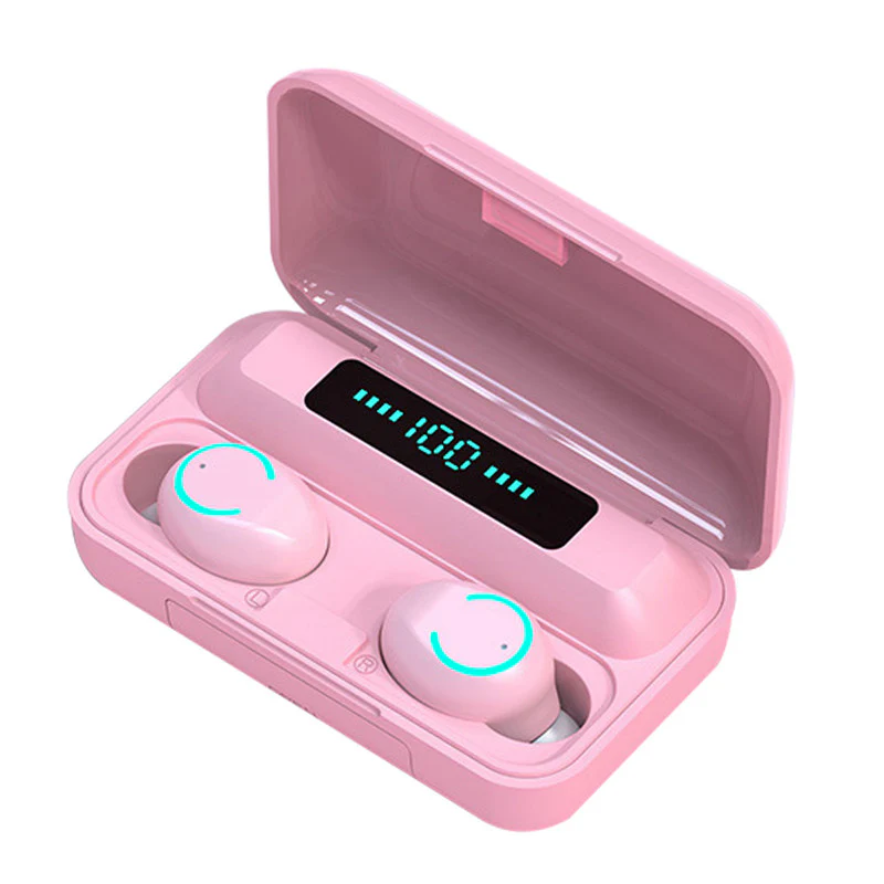 Trending Products 2022 New Arrivals 2 In 1 2000mah Battery LED Powerbank 5.0 Earphone Wireless Earbuds TWS F9