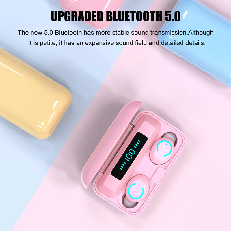 Trending Products 2022 New Arrivals 2 In 1 2000mah Battery LED Powerbank 5.0 Earphone Wireless Earbuds TWS F9 - Image 8
