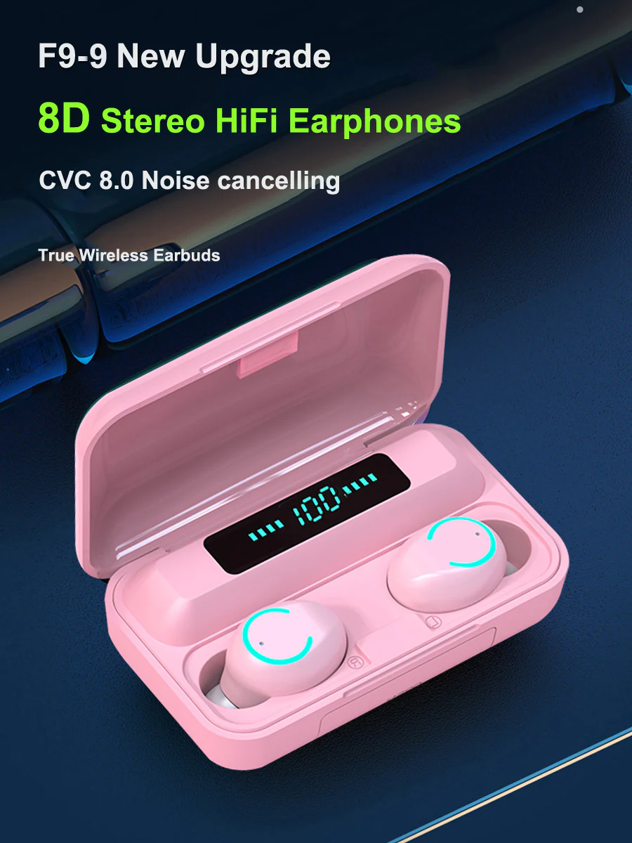 Trending Products 2022 New Arrivals 2 In 1 2000mah Battery LED Powerbank 5.0 Earphone Wireless Earbuds TWS F9 - Image 9