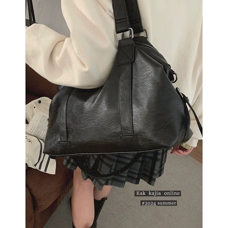 Trendy Cool Satchel Travel Bags Women's 2024 New Arrival K-style Casual Tote Bag Large-Capacity Crossbody Bag Luggage Bag - Image 4