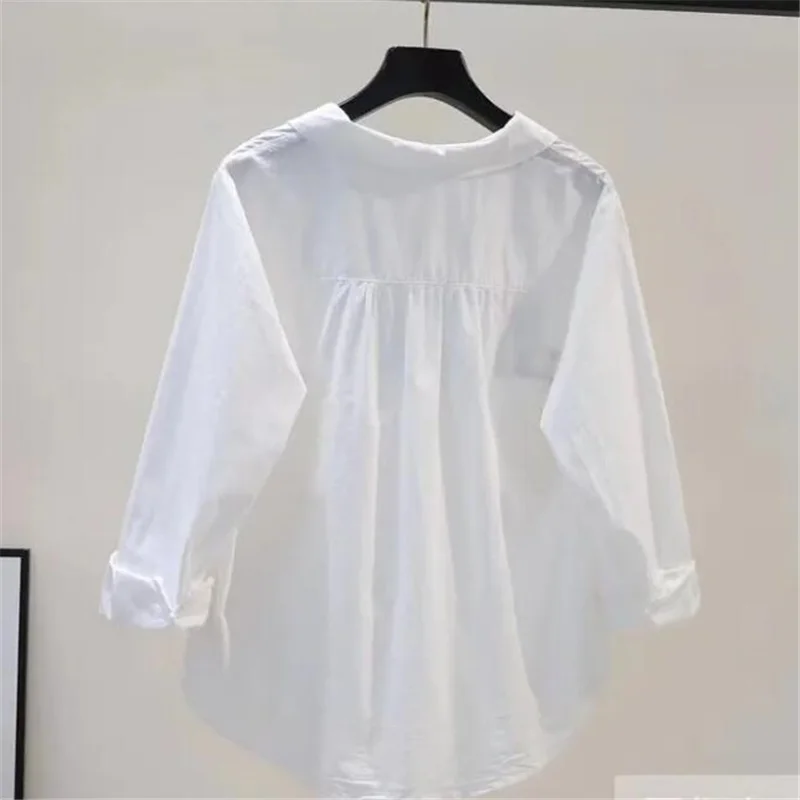 Trendy Embroidery Blouses Women Cotton Shirt Cartoon Top For Women  Doll Neck Loose Long-sleeved Cardigan Shirt Female Blous - Image 2