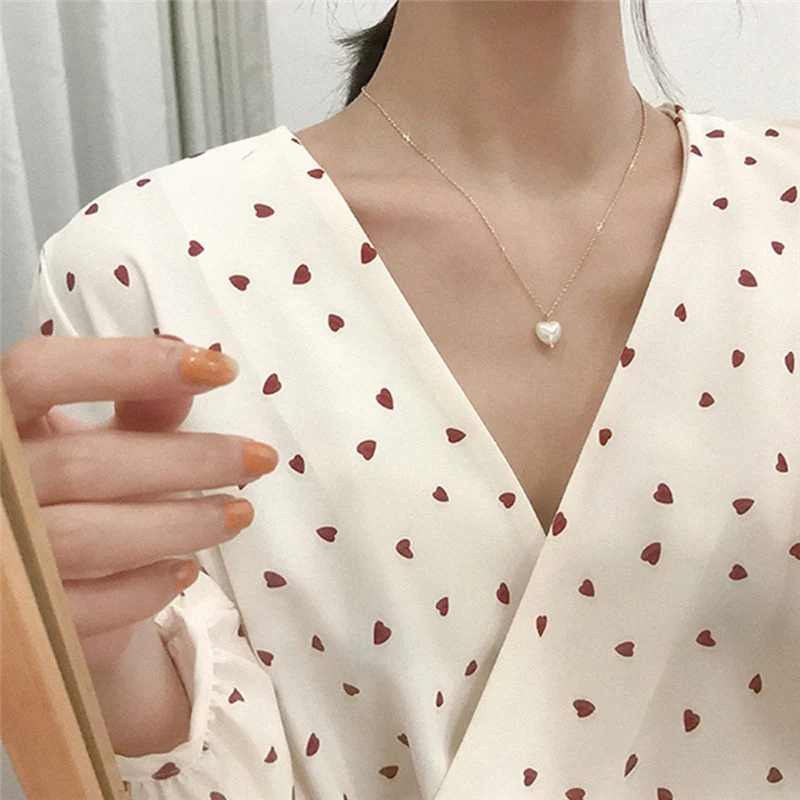 Trendy Heart Shaped Pendant Necklace Opal Chain Shiny Women 2023 Temperament Jewelry Choker Necklace Wedding Jewelry Gifts - Image 11