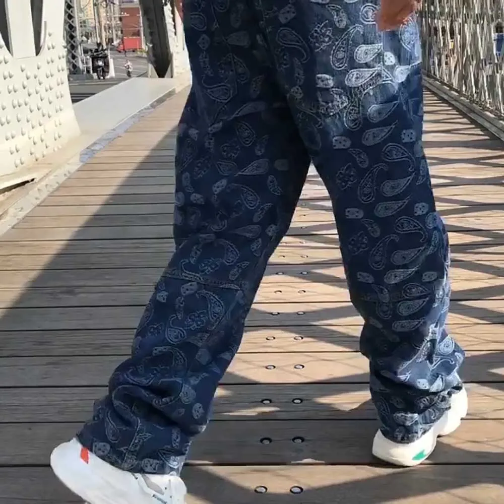 Trendy Men Plus Size Jeans Loose Baggy Casual Denim Pants Straight Trousers Hiphop Harem Jeans Streetwear Men Clothing - Image 6
