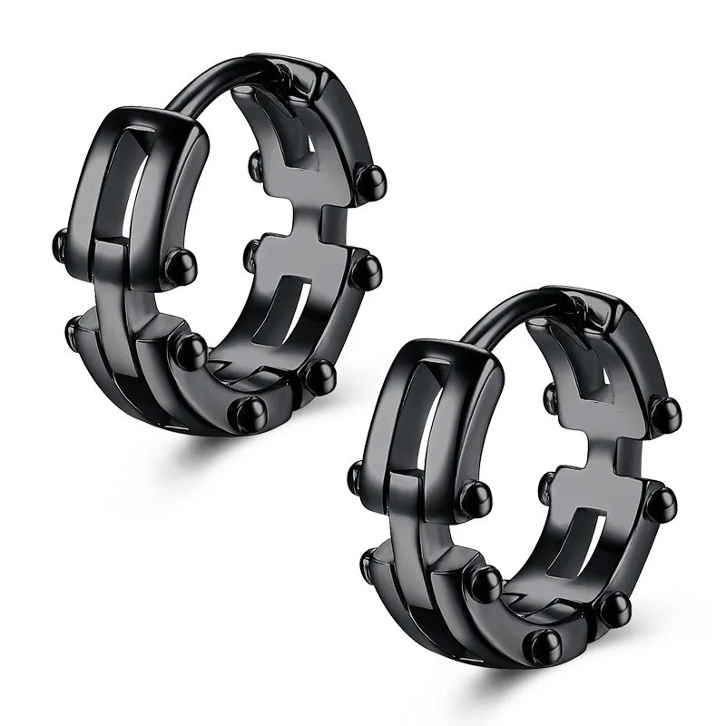 Trendy Stainless Steel Geometric Earrings High-End Men\'s Hypoallergenic Earrings Hip Hop Rock Rap Cool Jewelry Accessories - Image 34