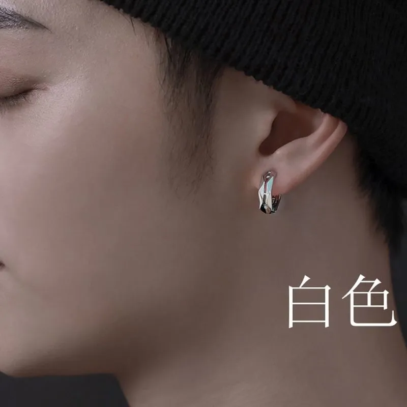 Trendy Stainless Steel Geometric Earrings High-End Men\'s Hypoallergenic Earrings Hip Hop Rock Rap Cool Jewelry Accessories - Image 5