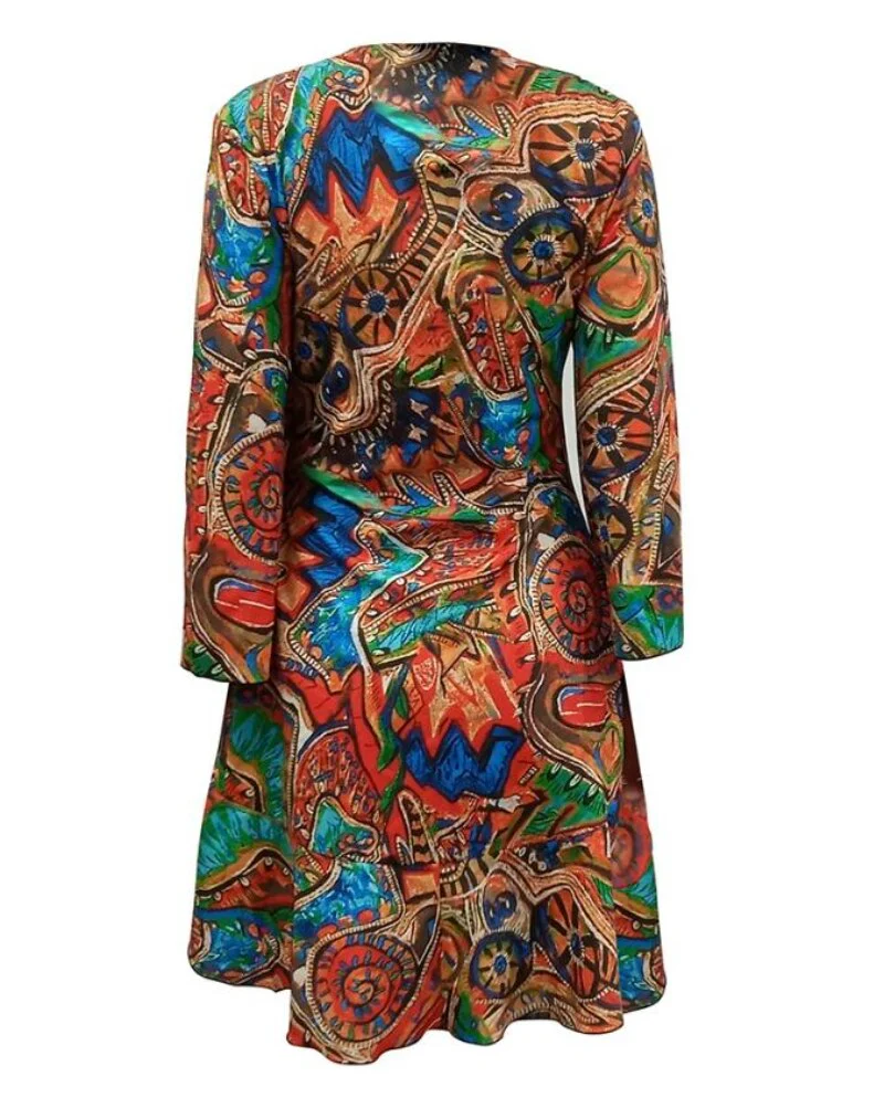 Tribal Print High Low Hem Bell Sleeve Top Women Spring Summer V Neck Blouse Loose Fashion Casual - Image 10
