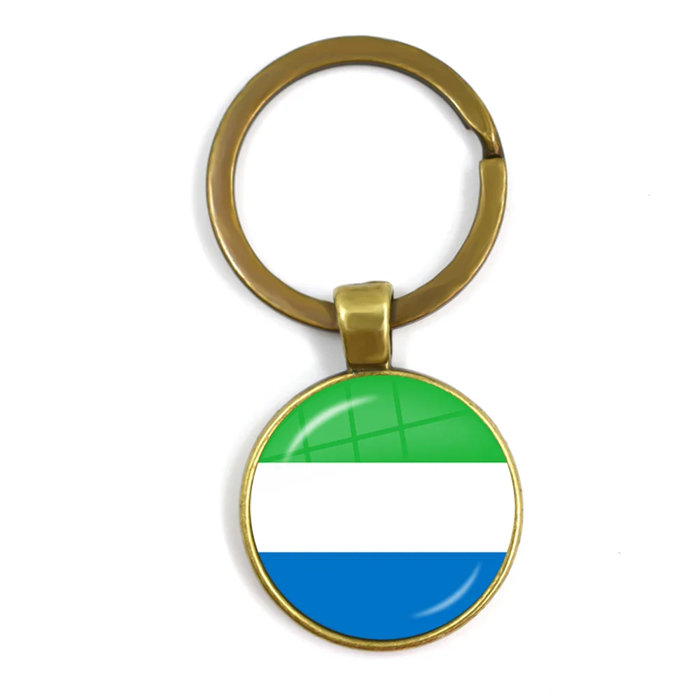 Trinidad,Sierra leone,Jamaica,Guyana,Ghana,UK,Libya,Estonia,India 25mm Glass Cabochon National Flag Keychain Key Ring Gift - Image 12