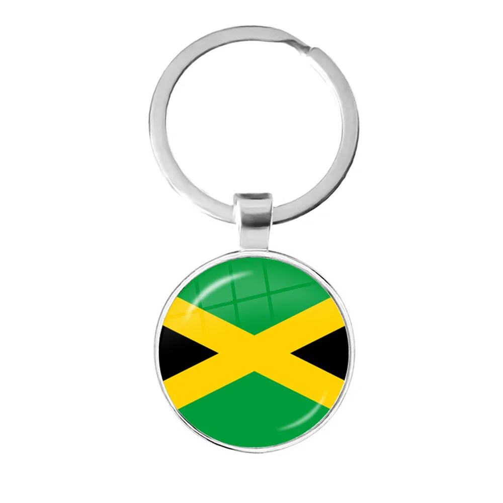 Trinidad,Sierra leone,Jamaica,Guyana,Ghana,UK,Libya,Estonia,India 25mm Glass Cabochon National Flag Keychain Key Ring Gift - Image 13