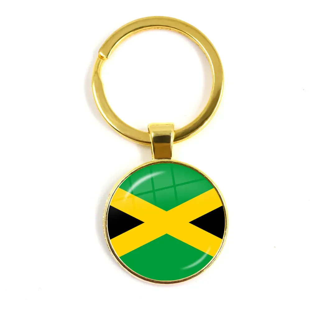 Trinidad,Sierra leone,Jamaica,Guyana,Ghana,UK,Libya,Estonia,India 25mm Glass Cabochon National Flag Keychain Key Ring Gift - Image 14
