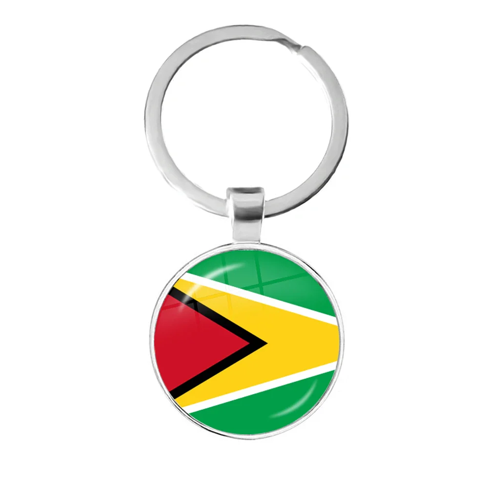Trinidad,Sierra leone,Jamaica,Guyana,Ghana,UK,Libya,Estonia,India 25mm Glass Cabochon National Flag Keychain Key Ring Gift - Image 16