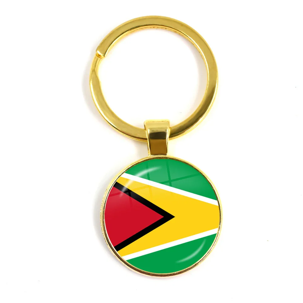 Trinidad,Sierra leone,Jamaica,Guyana,Ghana,UK,Libya,Estonia,India 25mm Glass Cabochon National Flag Keychain Key Ring Gift - Image 17