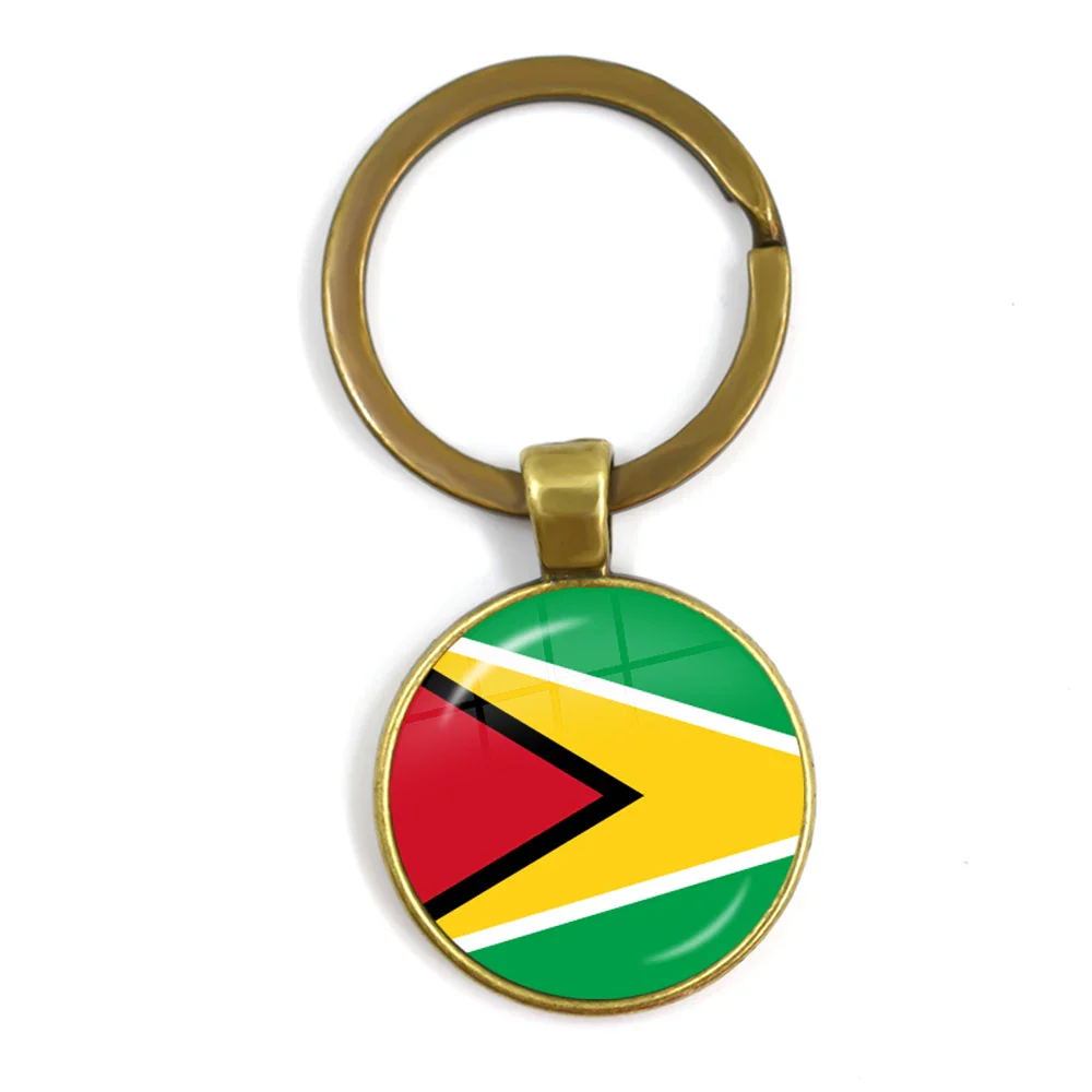 Trinidad,Sierra leone,Jamaica,Guyana,Ghana,UK,Libya,Estonia,India 25mm Glass Cabochon National Flag Keychain Key Ring Gift - Image 18