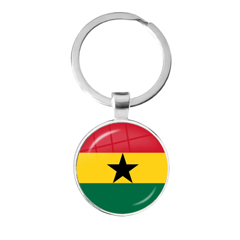Trinidad,Sierra leone,Jamaica,Guyana,Ghana,UK,Libya,Estonia,India 25mm Glass Cabochon National Flag Keychain Key Ring Gift - Image 19