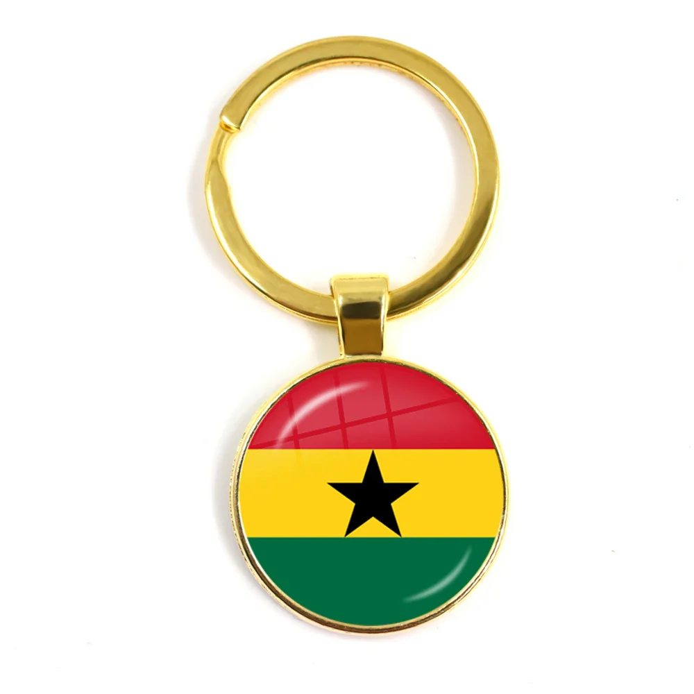 Trinidad,Sierra leone,Jamaica,Guyana,Ghana,UK,Libya,Estonia,India 25mm Glass Cabochon National Flag Keychain Key Ring Gift - Image 20