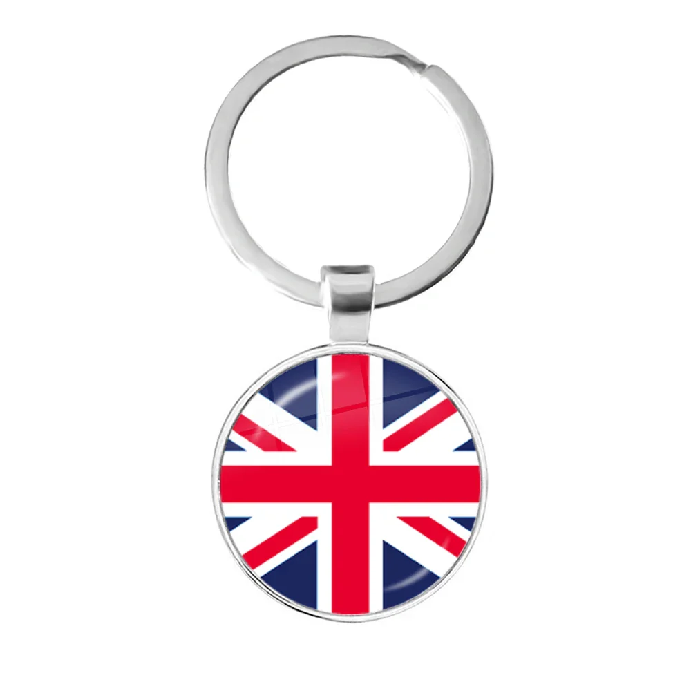 Trinidad,Sierra leone,Jamaica,Guyana,Ghana,UK,Libya,Estonia,India 25mm Glass Cabochon National Flag Keychain Key Ring Gift - Image 22