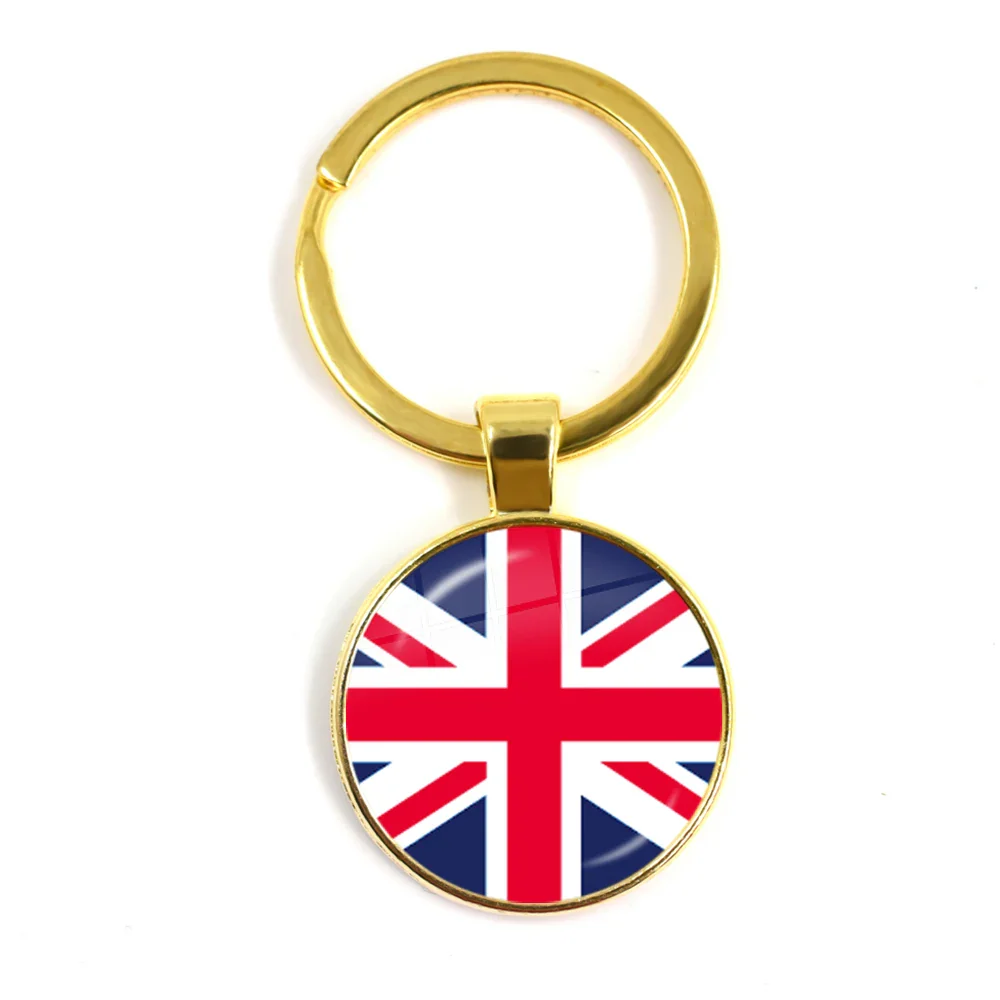 Trinidad,Sierra leone,Jamaica,Guyana,Ghana,UK,Libya,Estonia,India 25mm Glass Cabochon National Flag Keychain Key Ring Gift - Image 23