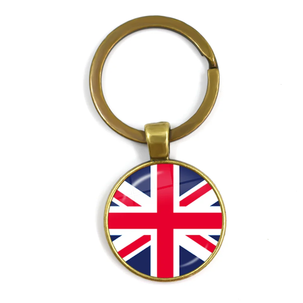 Trinidad,Sierra leone,Jamaica,Guyana,Ghana,UK,Libya,Estonia,India 25mm Glass Cabochon National Flag Keychain Key Ring Gift - Image 24