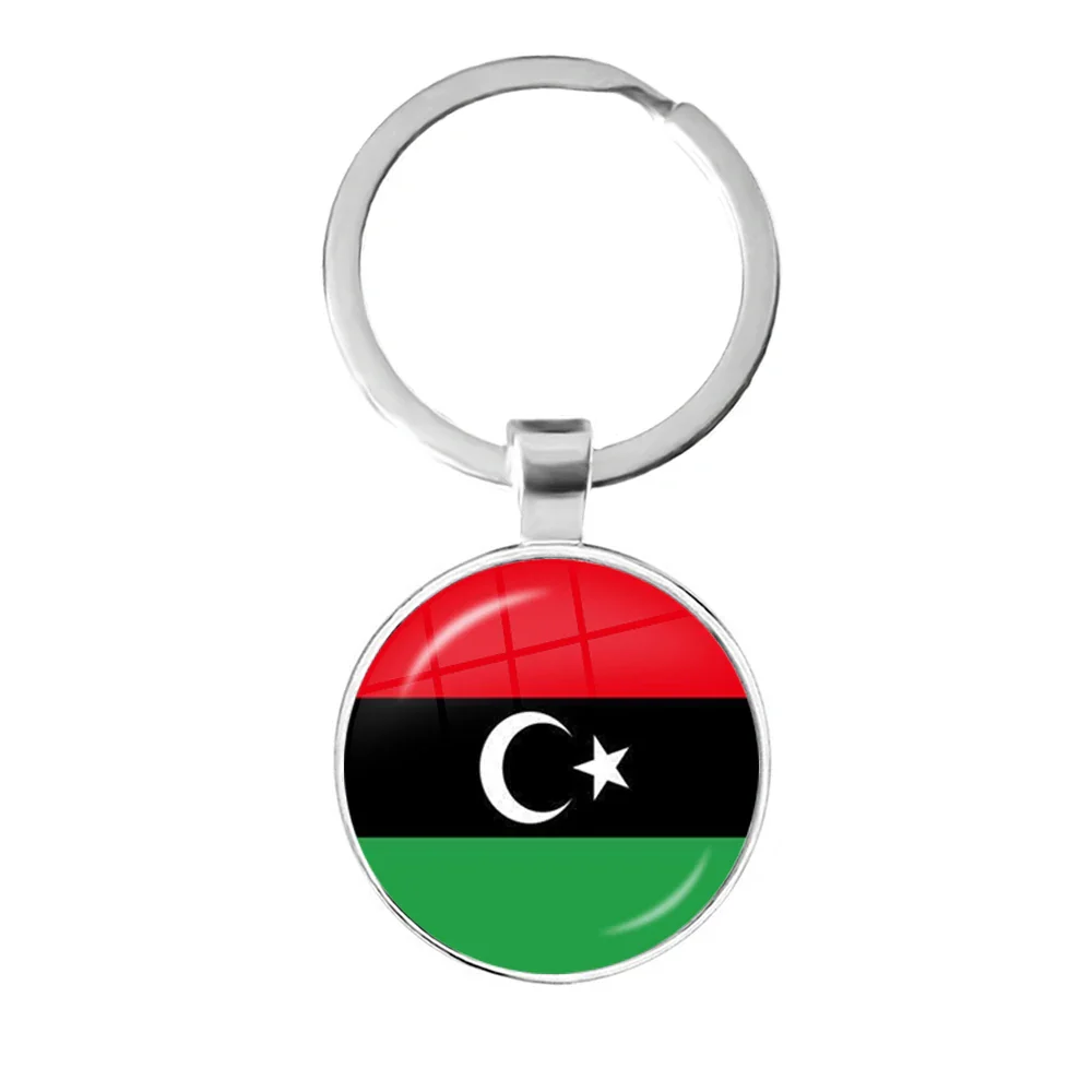 Trinidad,Sierra leone,Jamaica,Guyana,Ghana,UK,Libya,Estonia,India 25mm Glass Cabochon National Flag Keychain Key Ring Gift - Image 25