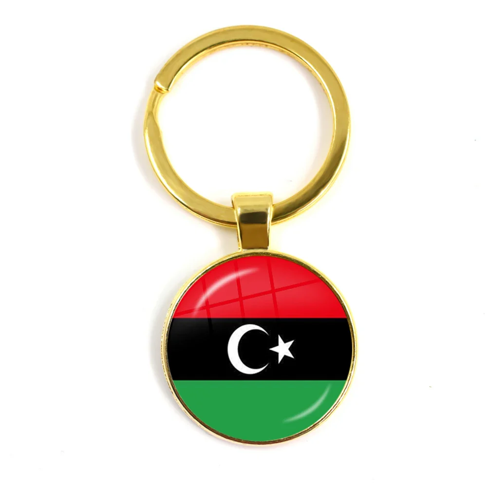 Trinidad,Sierra leone,Jamaica,Guyana,Ghana,UK,Libya,Estonia,India 25mm Glass Cabochon National Flag Keychain Key Ring Gift - Image 26