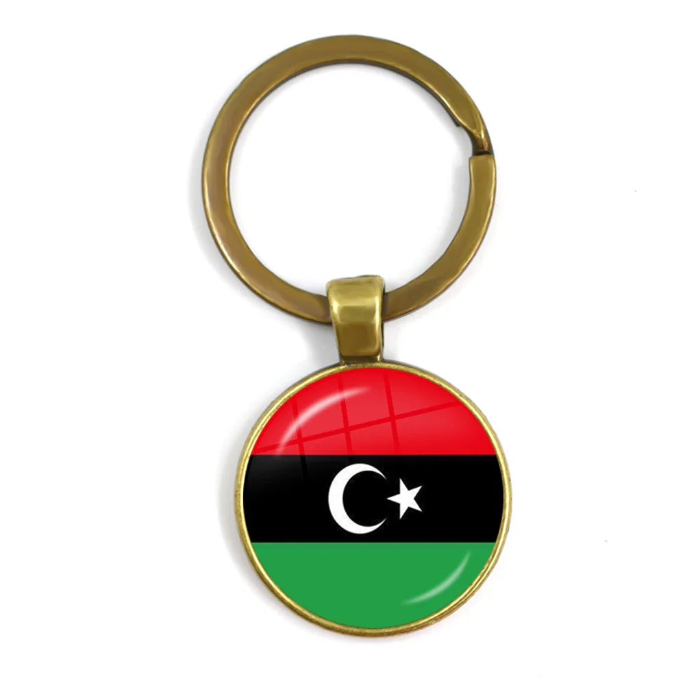 Trinidad,Sierra leone,Jamaica,Guyana,Ghana,UK,Libya,Estonia,India 25mm Glass Cabochon National Flag Keychain Key Ring Gift - Image 27