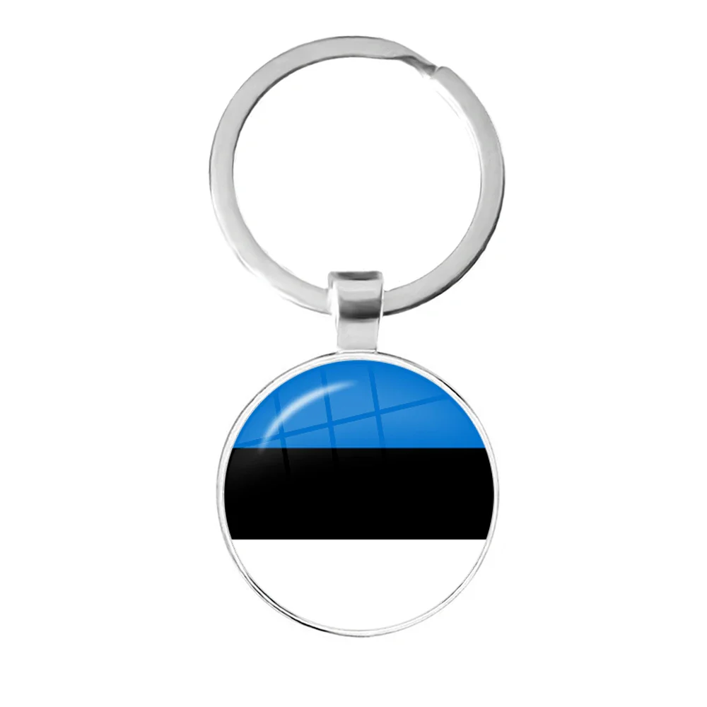 Trinidad,Sierra leone,Jamaica,Guyana,Ghana,UK,Libya,Estonia,India 25mm Glass Cabochon National Flag Keychain Key Ring Gift - Image 28