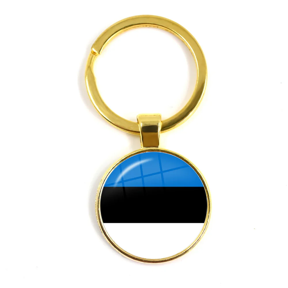 Trinidad,Sierra leone,Jamaica,Guyana,Ghana,UK,Libya,Estonia,India 25mm Glass Cabochon National Flag Keychain Key Ring Gift - Image 29