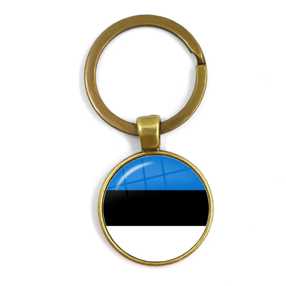 Trinidad,Sierra leone,Jamaica,Guyana,Ghana,UK,Libya,Estonia,India 25mm Glass Cabochon National Flag Keychain Key Ring Gift - Image 30