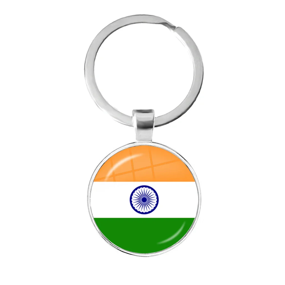 Trinidad,Sierra leone,Jamaica,Guyana,Ghana,UK,Libya,Estonia,India 25mm Glass Cabochon National Flag Keychain Key Ring Gift - Image 31