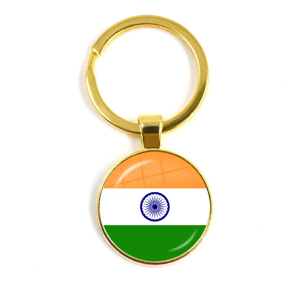Trinidad,Sierra leone,Jamaica,Guyana,Ghana,UK,Libya,Estonia,India 25mm Glass Cabochon National Flag Keychain Key Ring Gift - Image 32