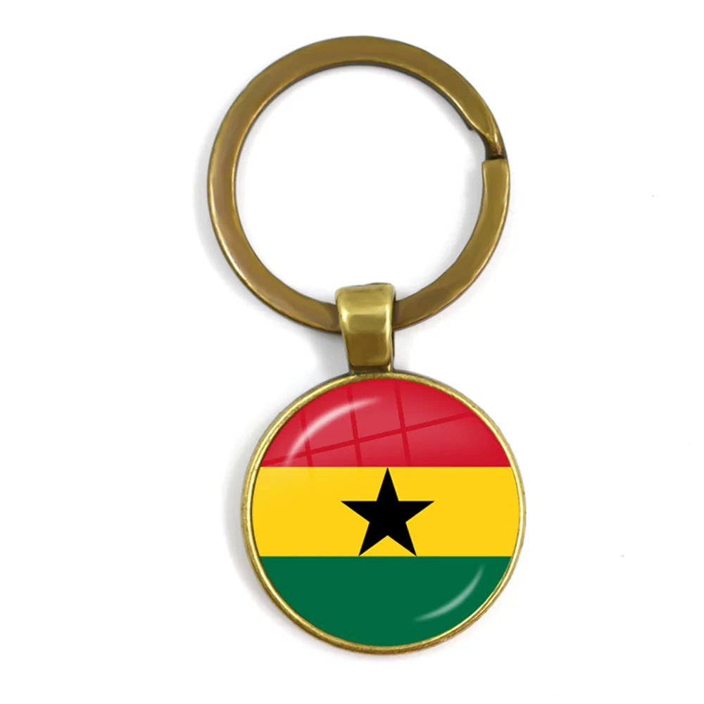 Trinidad,Sierra leone,Jamaica,Guyana,Ghana,UK,Libya,Estonia,India 25mm Glass Cabochon National Flag Keychain Key Ring Gift - Image 4