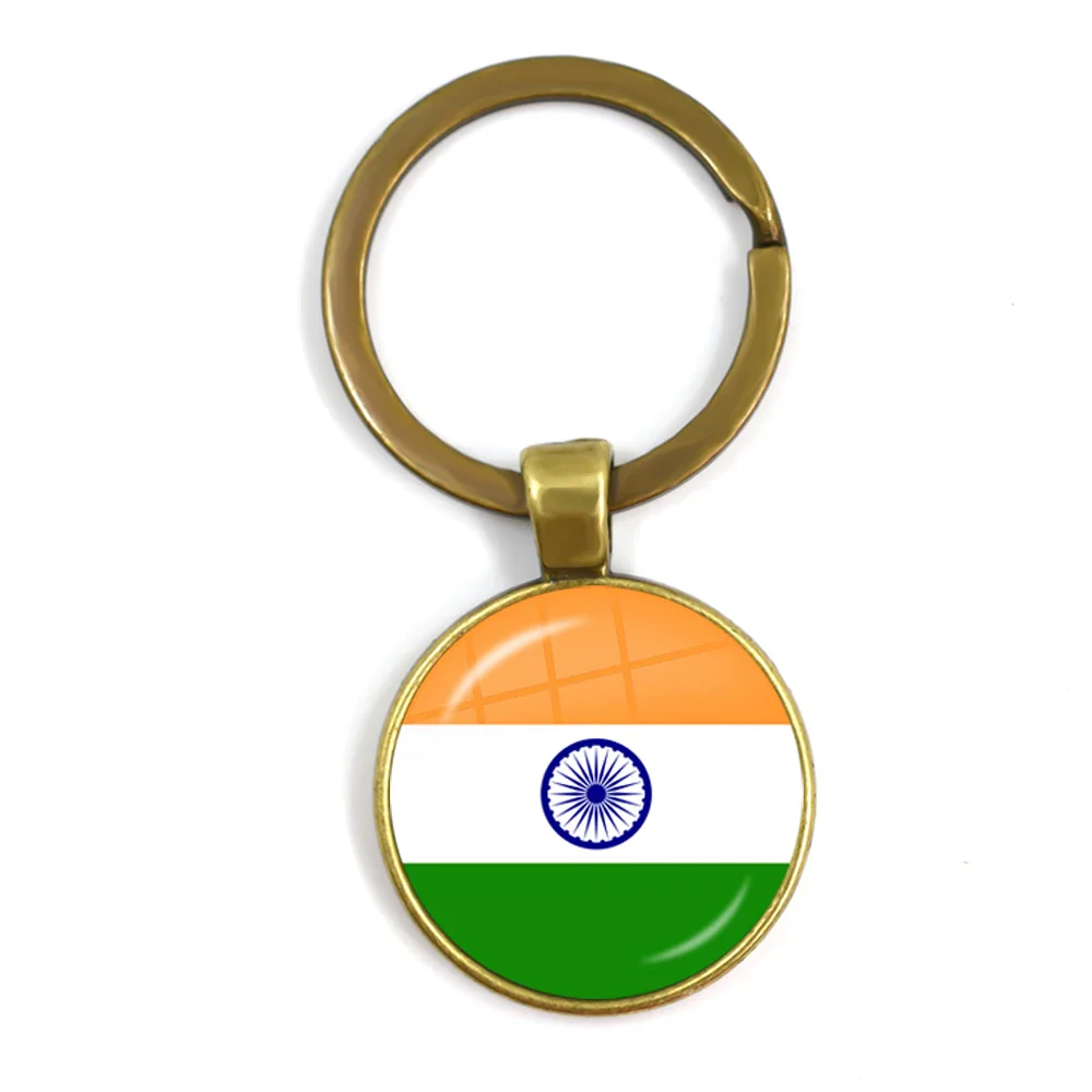 Trinidad,Sierra leone,Jamaica,Guyana,Ghana,UK,Libya,Estonia,India 25mm Glass Cabochon National Flag Keychain Key Ring Gift - Image 6