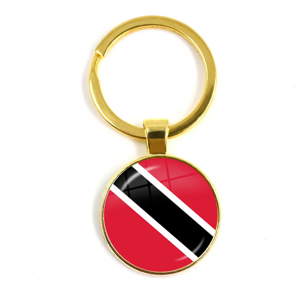 Trinidad,Sierra leone,Jamaica,Guyana,Ghana,UK,Libya,Estonia,India 25mm Glass Cabochon National Flag Keychain Key Ring Gift - Image 8