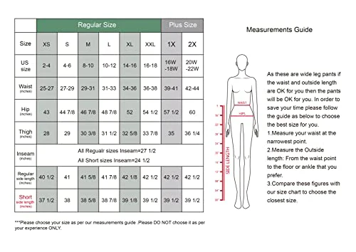 Tronjori Women High Waist Casual Wide Leg Long Palazzo Pants Trousers Regular Size(L, Black) - Image 2