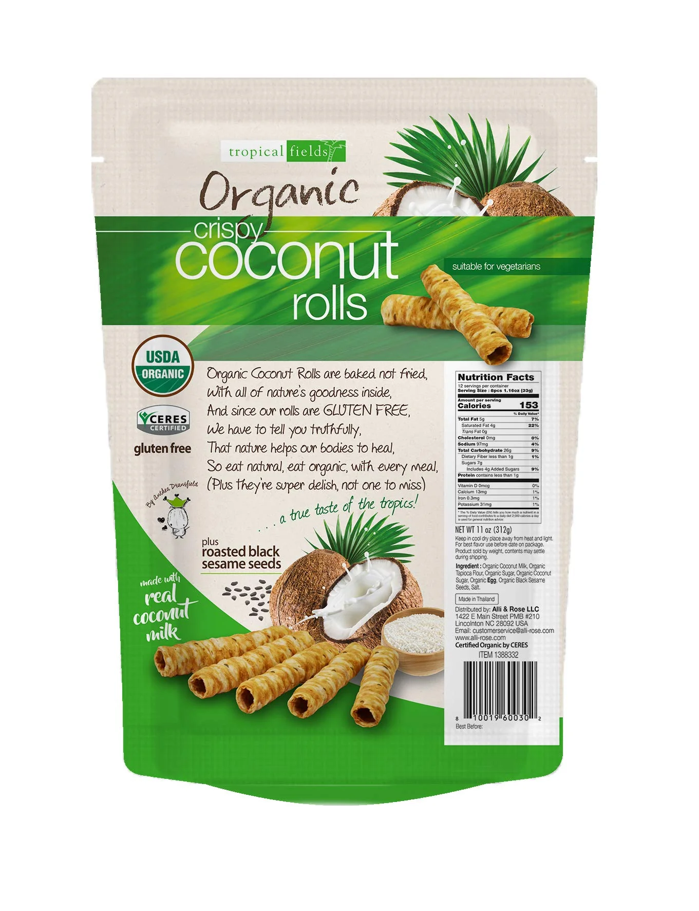 Tropical Fields Organic Crispy Coconut Rolls, 11 Oz - Image 4