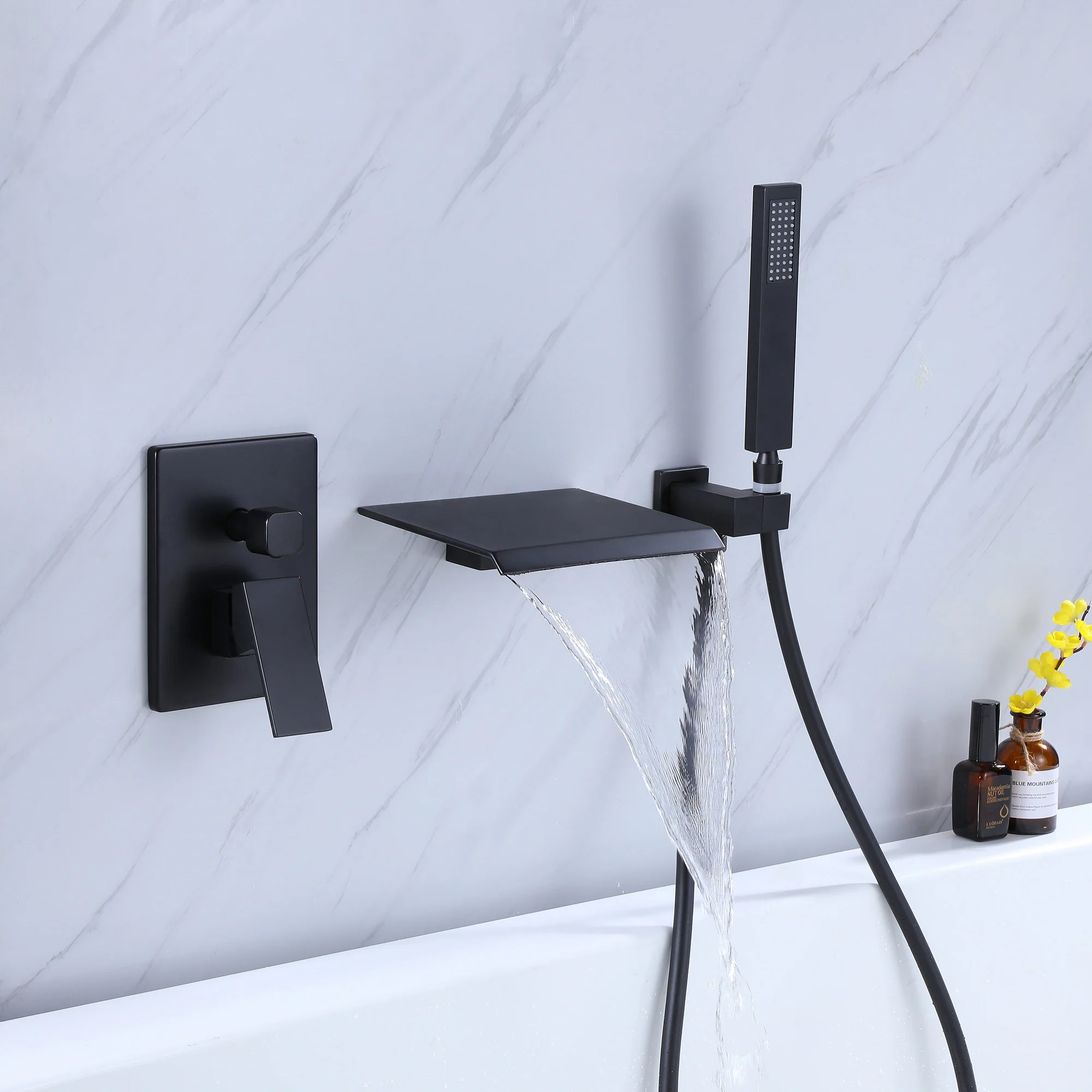 TrustMade Pressure-Balance Waterfall Single Handle Wall Mount Tub Faucet with Hand Shower - 2W02 - Image 10
