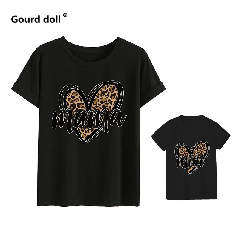 Tshirt family fashion mother kids Leopard Love family tshirt mom baby girl clothes family matching outfits family look clothes - Image 4