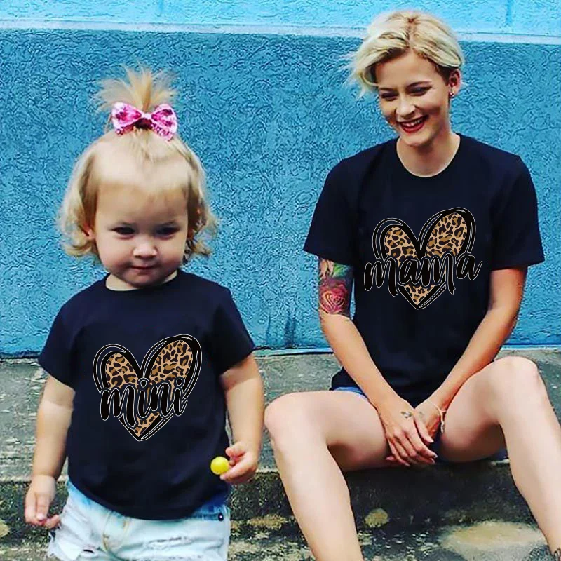 Tshirt family fashion mother kids Leopard Love family tshirt mom baby girl clothes family matching outfits family look clothes - Image 6