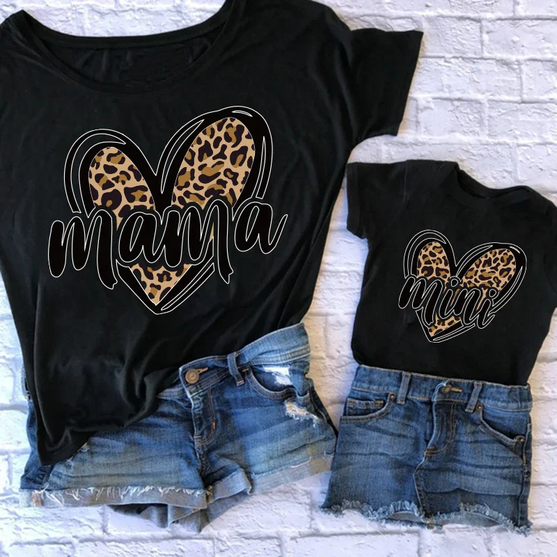 Tshirt family fashion mother kids Leopard Love family tshirt mom baby girl clothes family matching outfits family look clothes - Image 7