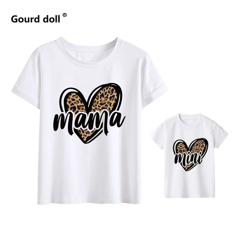 Tshirt family fashion mother kids Leopard Love family tshirt mom baby girl clothes family matching outfits family look clothes - Image 8