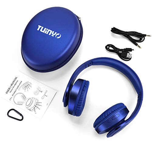 TUINYO Bluetooth Headphones Wireless, Over Ear Stereo Wireless Headset 40H Playtime with deep bass, Soft Memory-Protein Earmuffs, Built-in Mic Wired Mode PC/Cell Phones/TV-Dark Blue - Image 2