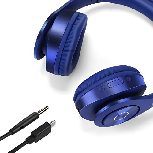 TUINYO Bluetooth Headphones Wireless, Over Ear Stereo Wireless Headset 40H Playtime with deep bass, Soft Memory-Protein Earmuffs, Built-in Mic Wired Mode PC/Cell Phones/TV-Dark Blue - Image 3