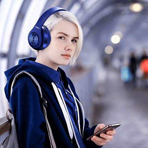 TUINYO Bluetooth Headphones Wireless, Over Ear Stereo Wireless Headset 40H Playtime with deep bass, Soft Memory-Protein Earmuffs, Built-in Mic Wired Mode PC/Cell Phones/TV-Dark Blue - Image 6